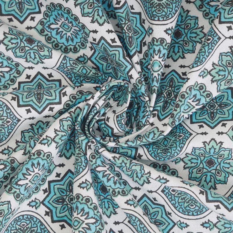 Neelambari Jaipuri Cotton Bedsheet (Sky Blue) - 144 TC media 7