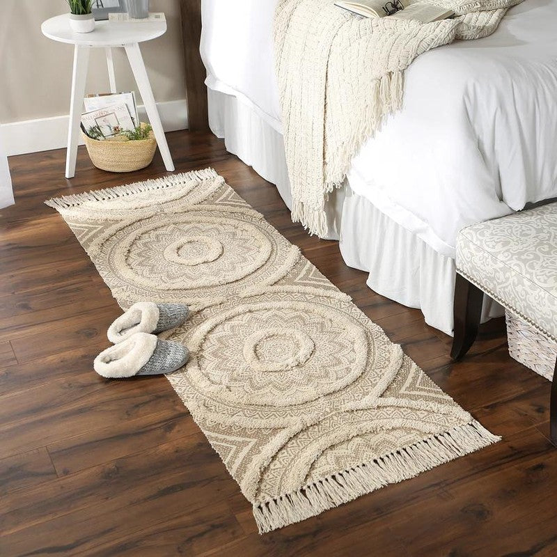 Mandala Cotton Runner Rug (Off White) - Set of Two media 4