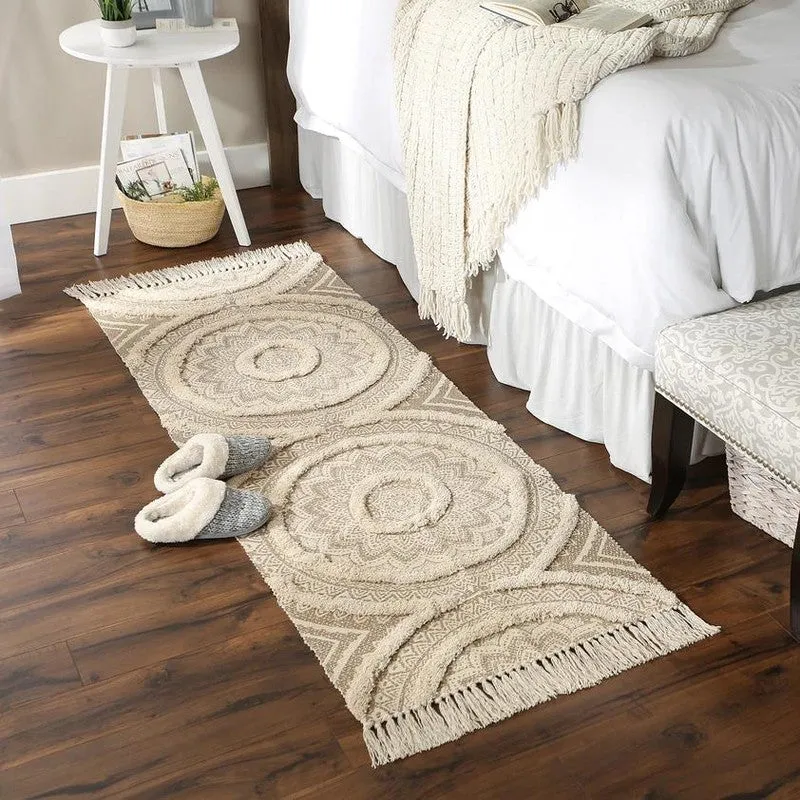 Mandala Cotton Runner Rug (Off White) - Set of Two media 4
