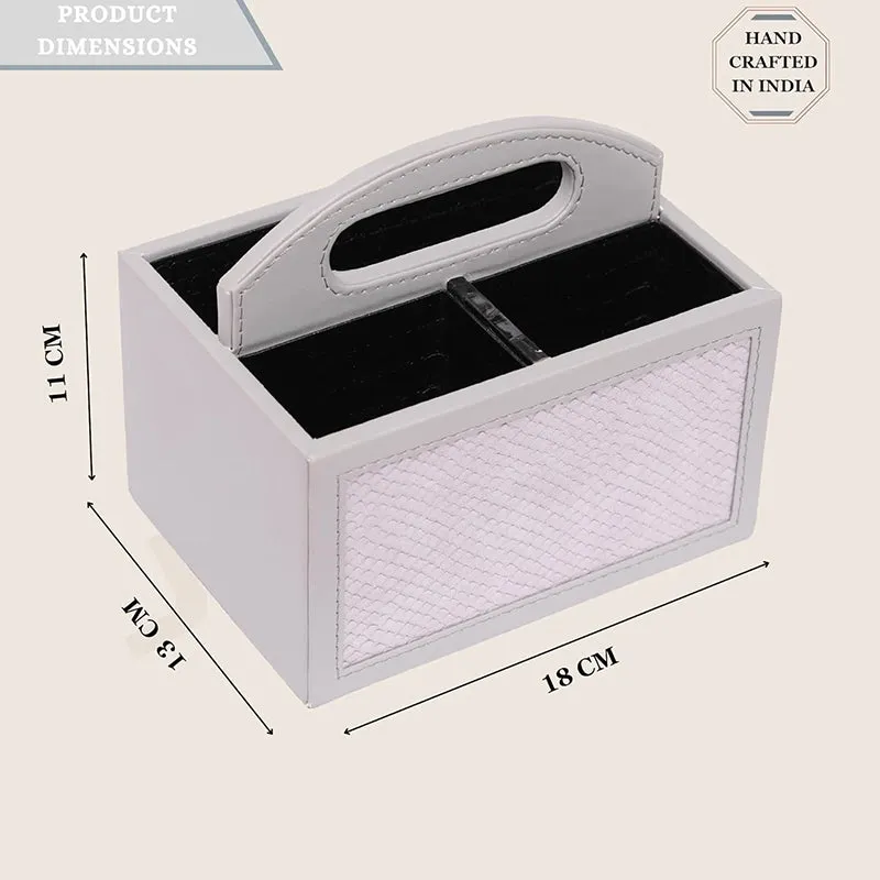 Savan Faux Leather Desk Organiser - Grey - 10