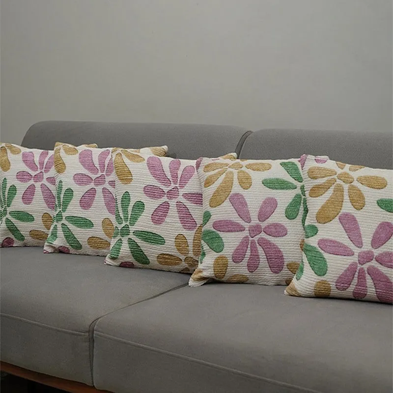 FloralGrace Cushion Cover (Pink, Mustard) - Set Of Five media 4