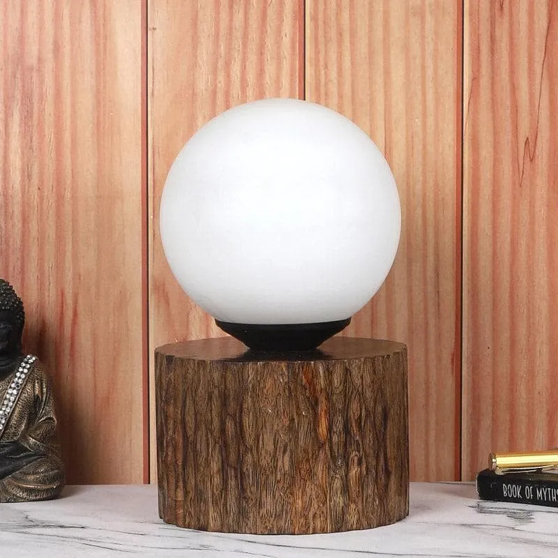 Togo Dori Moon LED Glass Table Lamp - White,Brown media 3