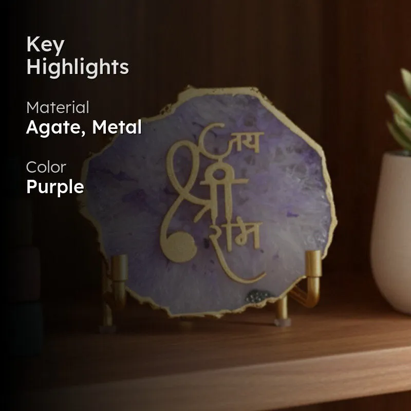 Jai Shri Ram Handcrafted Agate Religious Accent - Purple media 2