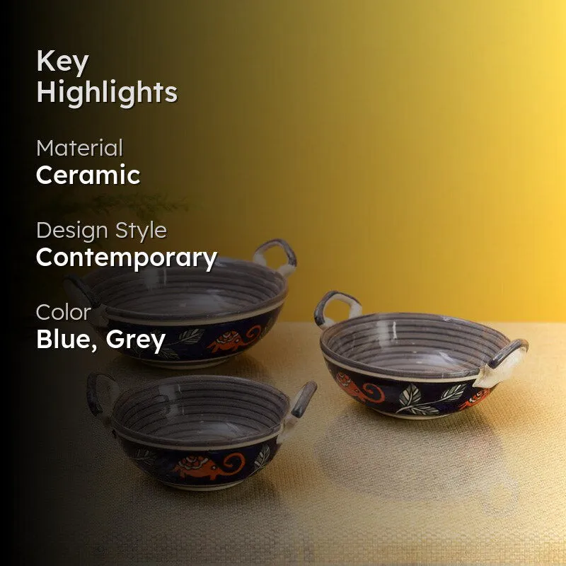 Tusker Grace Ceramic Serving Bowl (300 ML/200 ML/150 ML)- Set of Three media 2