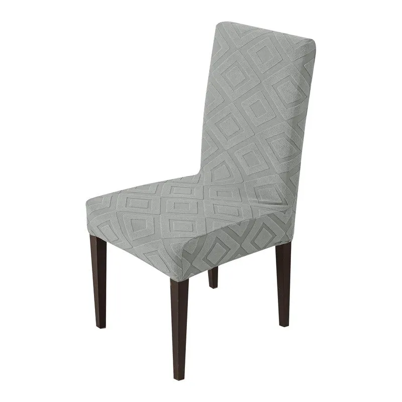 Diamante Jacquard Chair Cover - Stone Grey media 3