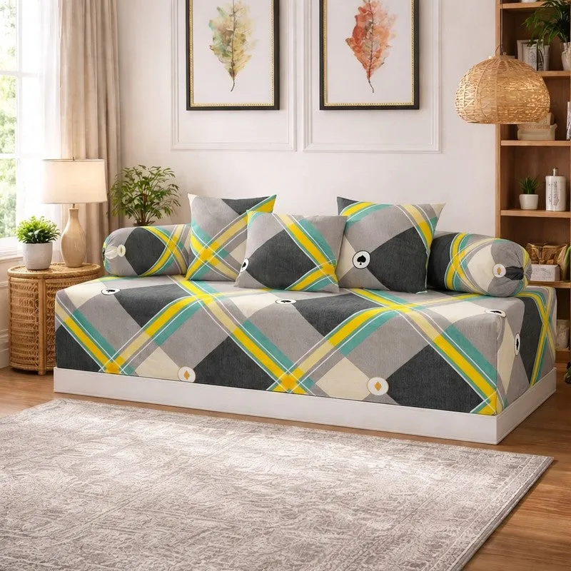 Yurexa Printed Diwan Set - Six Piece Set media 1