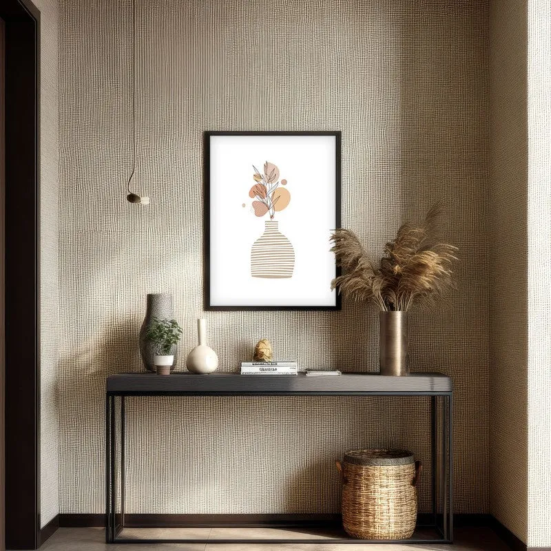 Striped Clay Canvas Wall Painting With Black Frame media 4