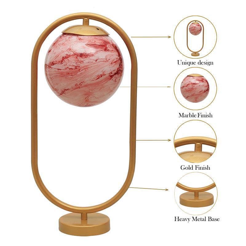 Glow Getter Marble Table Lamp - Red,Gold media 4