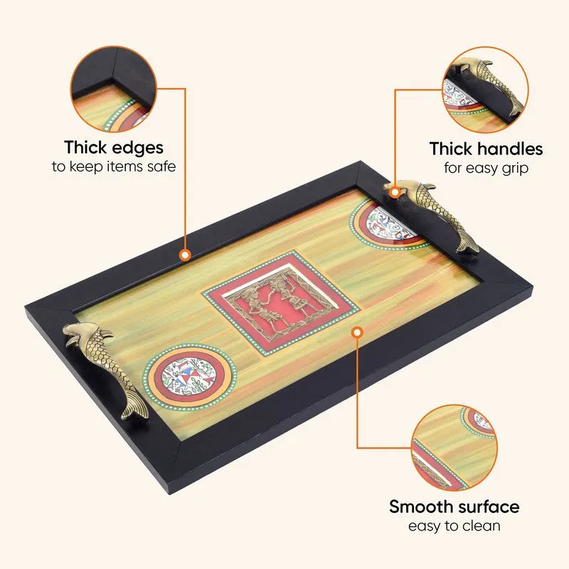 Hunter Green Dhokra Serving Tray media 9