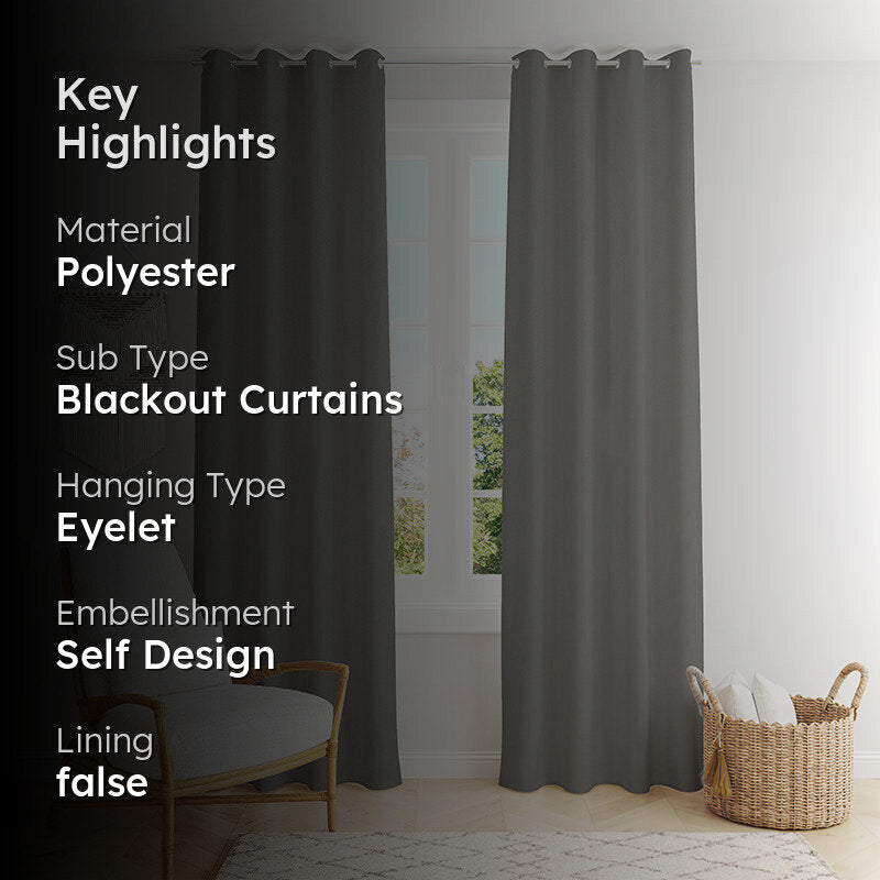 Nisha Blackout Curtain (Grey) - Set Of Two media 2