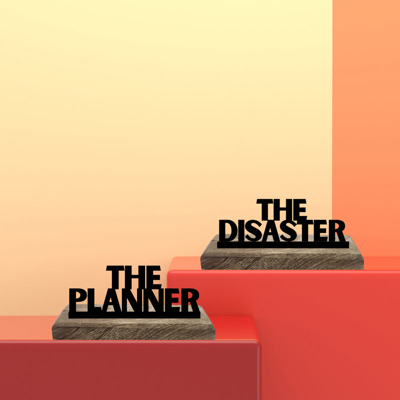 Disaster Planner Typography Showpiece - Set Of Two