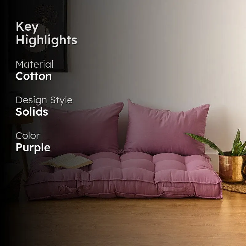 Plushport Solid Cotton Floor Cushion - Lavender media 2