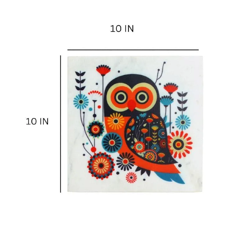 Vibrant Night Owl Printed Marble Wall Accent media 5