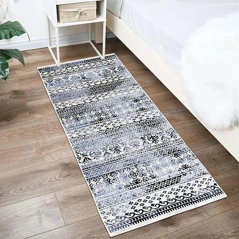 Karta Non-Anti Skid Nylon Runner Rug - Grey & Black media 1
