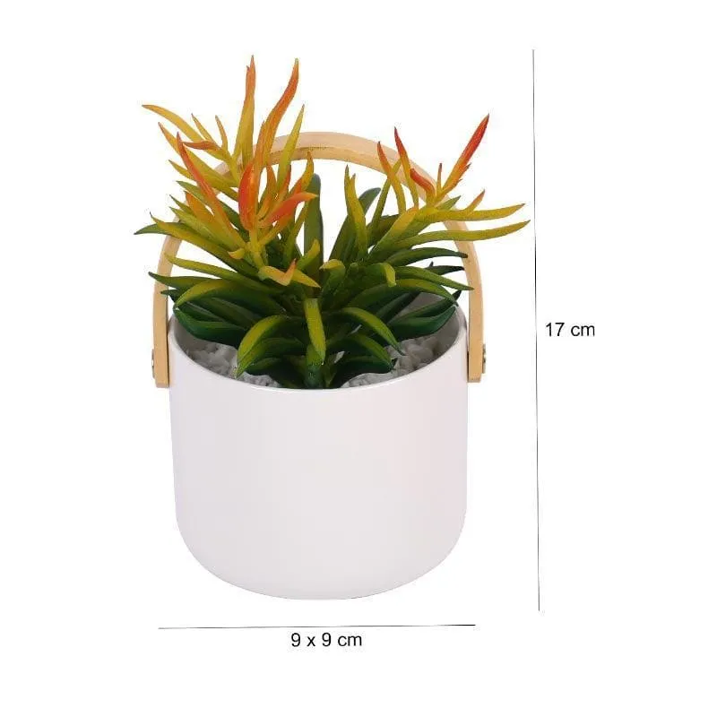 Faux Succulent In Bucket Pot (16.5 cms) - White media 4