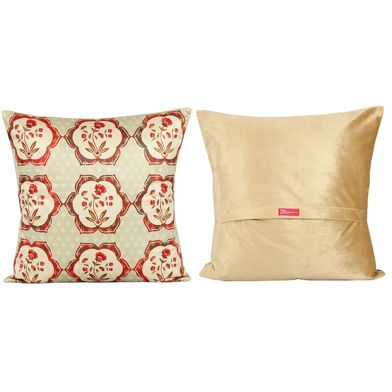 India Circus Ancient Gajaraja Printed Velvet Cushion Cover - Set Of Five media 6