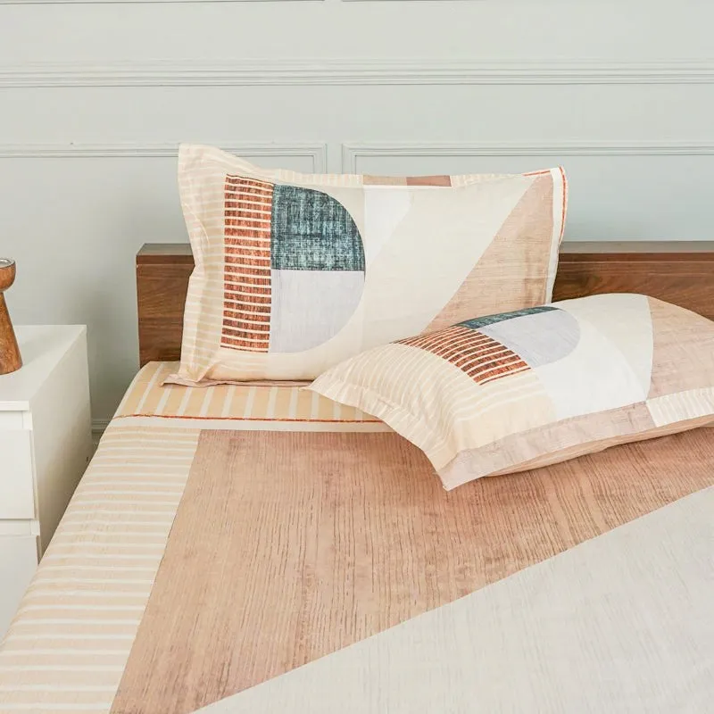 Idris Abstract Cotton Bedsheet (Brown,Beige) - 200 TC media 4