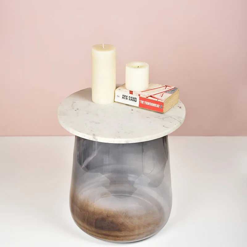 Crystena Marble & Glass Side Table - Grey media 3