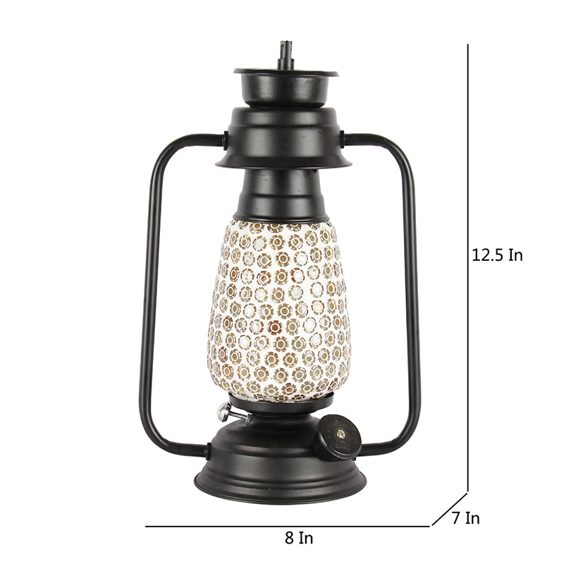 Navina Mosaic Lantern Iron Table Lamp - Black,White media 5