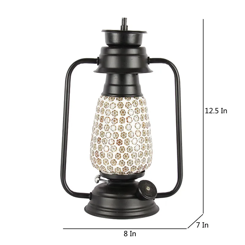 Navina Mosaic Lantern Iron Table Lamp - Black,White media 5