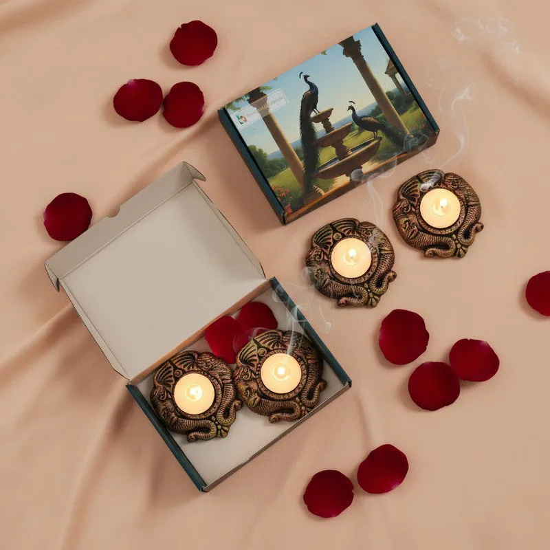 Charcoal Blossom Tealight Holder - Set Of Four media 4
