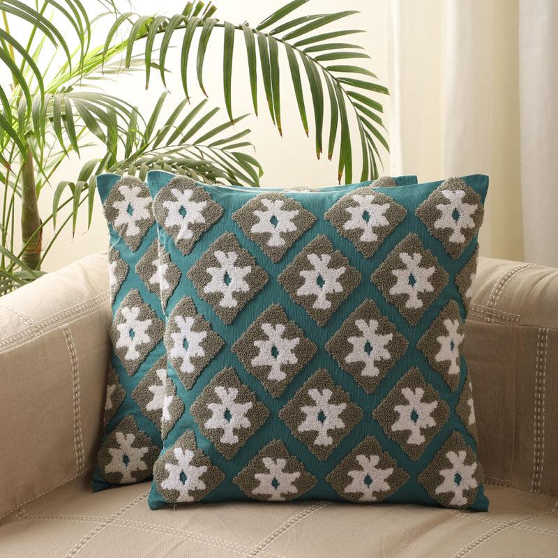 Verse & Rhythm Tufted Cotton Cushion Cover - Set Of Two media 2