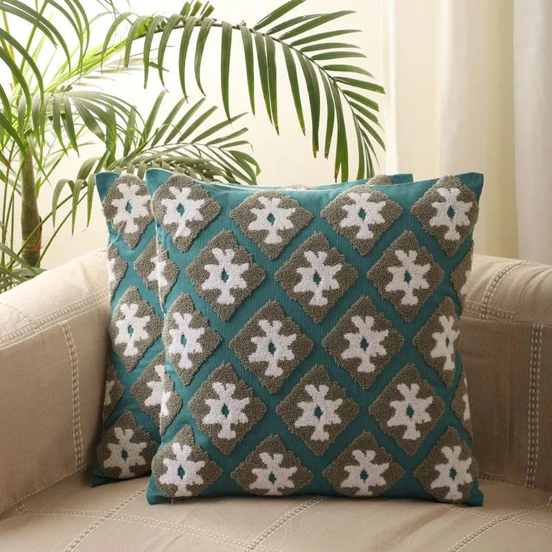 Verse & Rhythm Tufted Cotton Cushion Cover - Set Of Two media 2