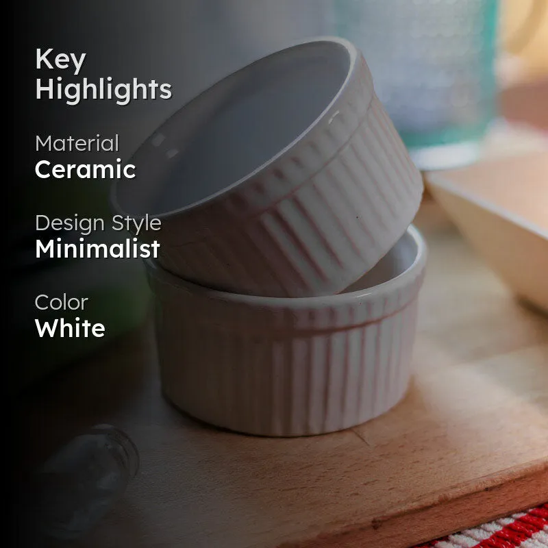Dishlet Snack Bowl (White/170 mL Each) - Set Of Two media 2