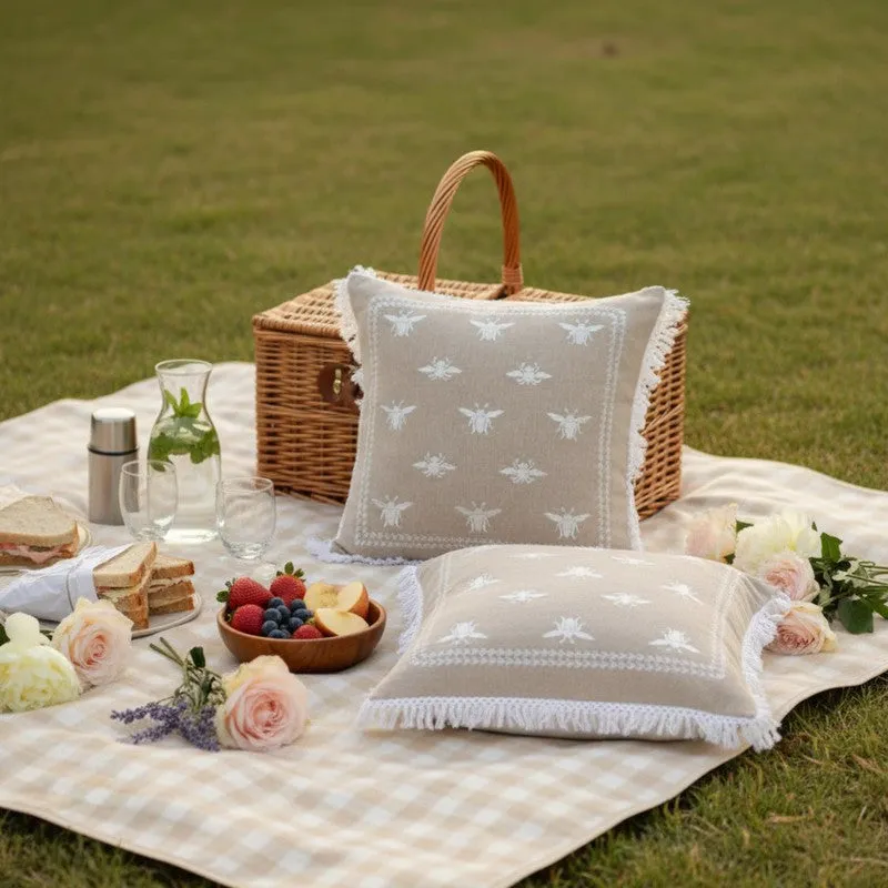 Bee in Parade Embroidered Cushion Cover - Set Of Two media 4
