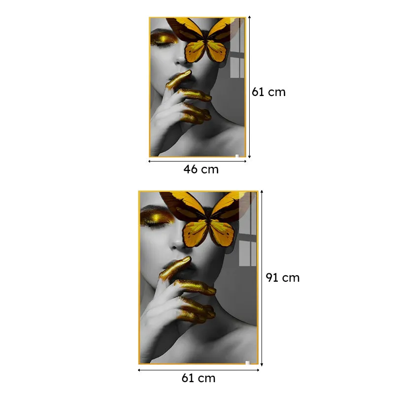 Monarch's Muse Modern Canvas Wall Art With Frame - Gold media 7