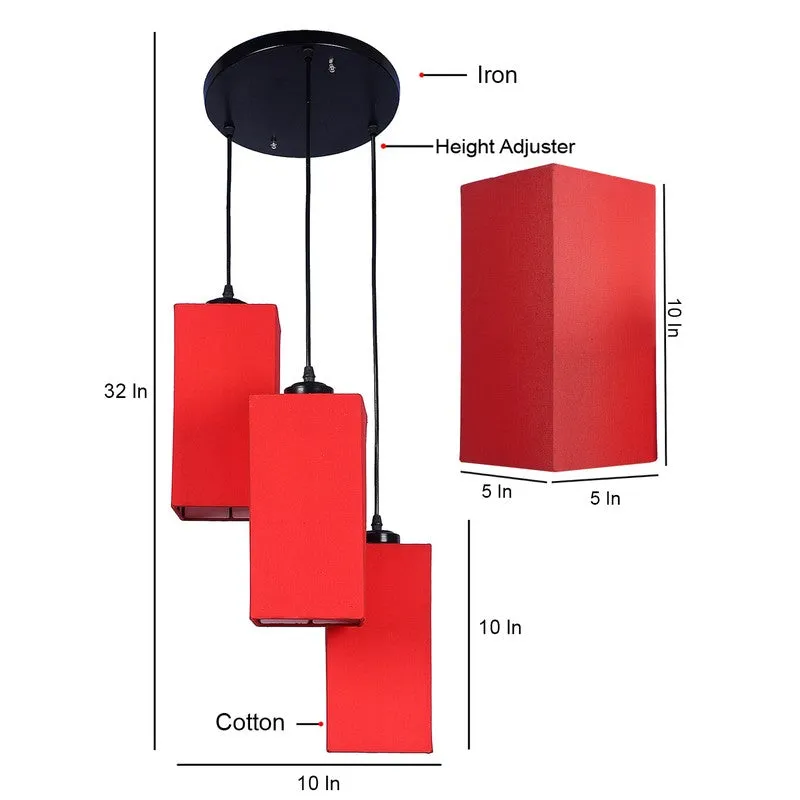 Warm Ivory Triple Metal Ceiling Lamp - Red media 9