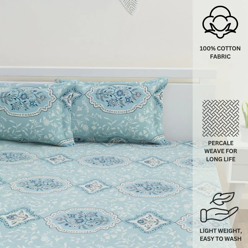 Serene Sleep Cotton Bedsheet (Blue) - 144 TC media 11
