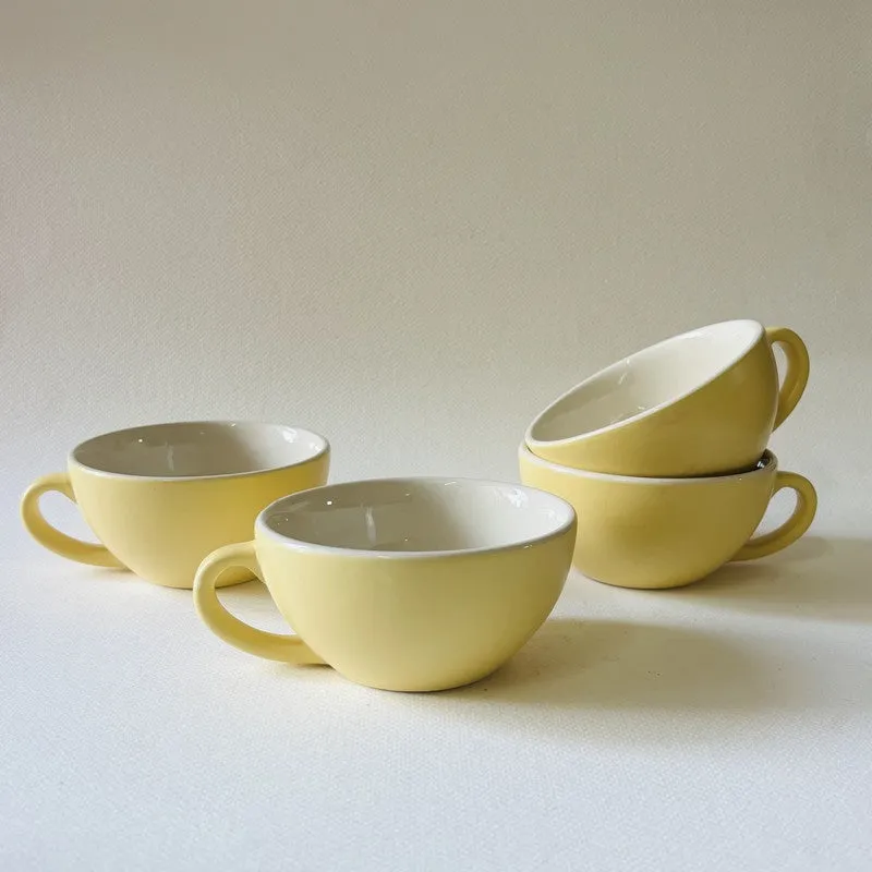 Ceramic Tea Cups (Yellow,240 mL Each) - Set Of Four media 6