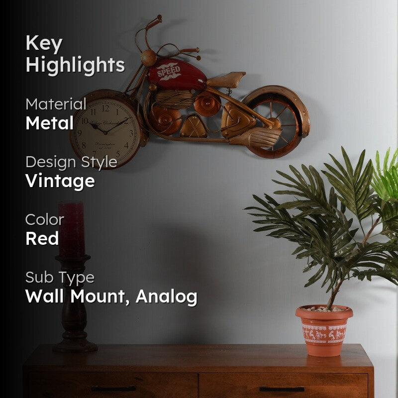 Speed Dial Motorcycle Accent Metal Wall Clock media 2