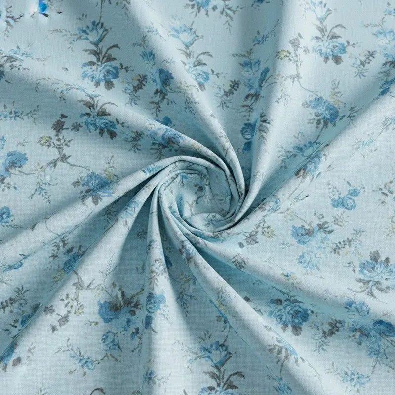 Esmeralda Floral Printed Cotton Bedsheet (Blue) - 180 TC media 5
