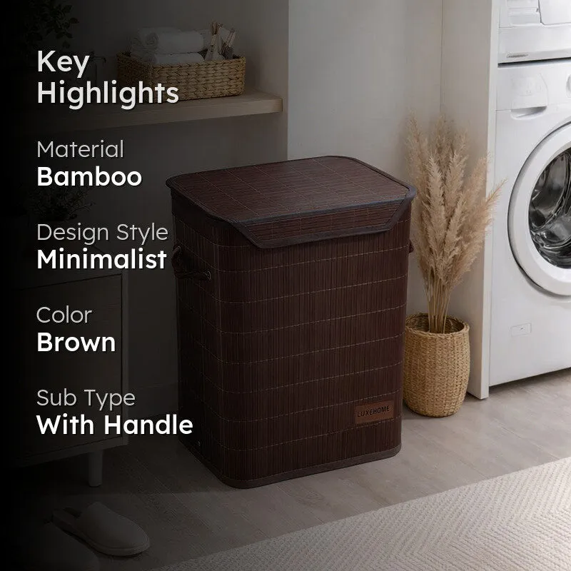 Strap Bamboo Laundry Basket - Brown media 2