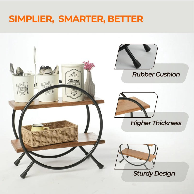 Belvon Boho Metal Frame Rack with Wooden Shelves media 5