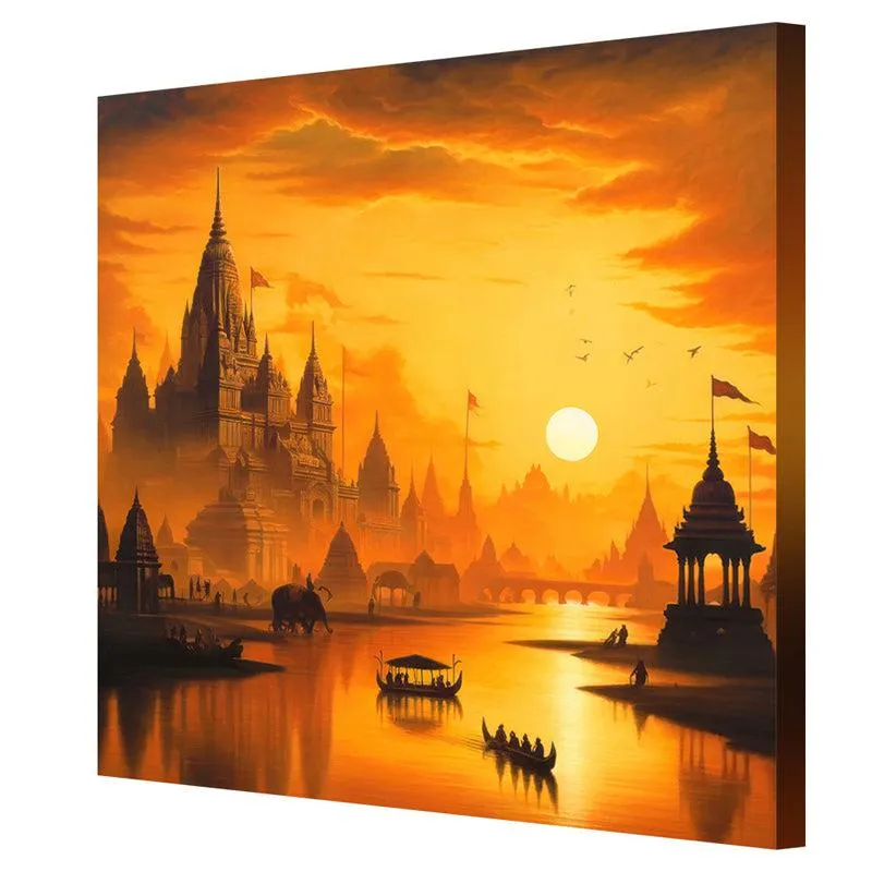 Dusk-lit City Wall Painting media 5