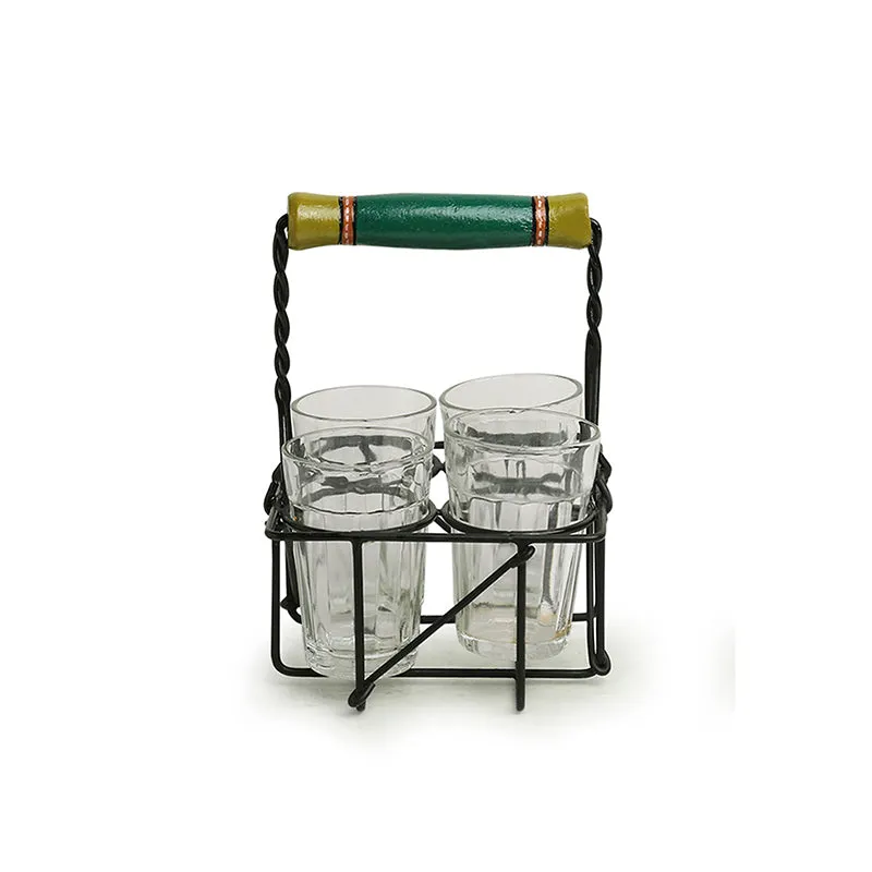 Tapri Tales Cutting Chai Glass With Iron Stand (120 mL) - Five Piece Set media 4