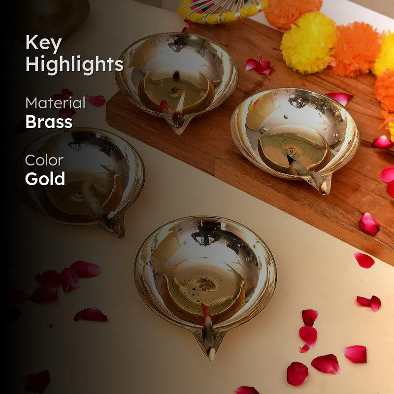 Sanecha Brass Diya - Set Of Four media 2