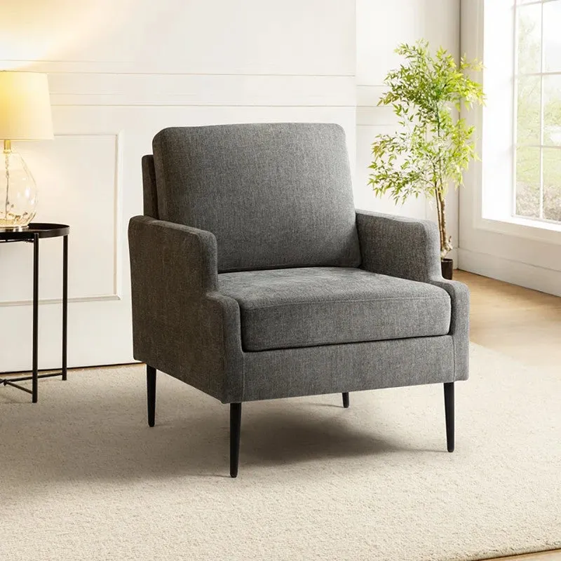 Nexora Neem Wood Accent Chair - Dark Grey media 3
