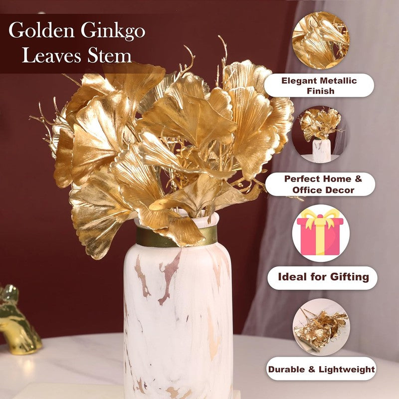 Gilded Ginkgo Artificial Flowers - Set Of Two media 4