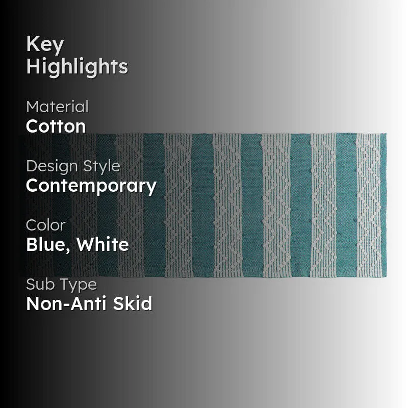 Weavax Cotton Runner Rug - Light Blue media 2