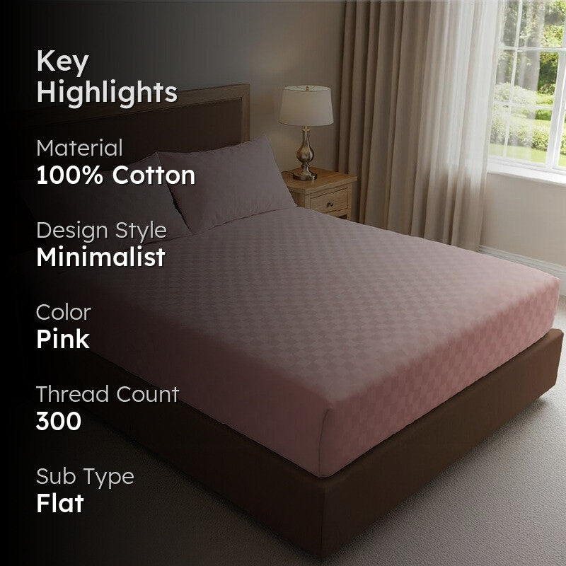 Urban Space Pastel Bliss Cotton Bedsheet (Pink) - 300 TC media 2