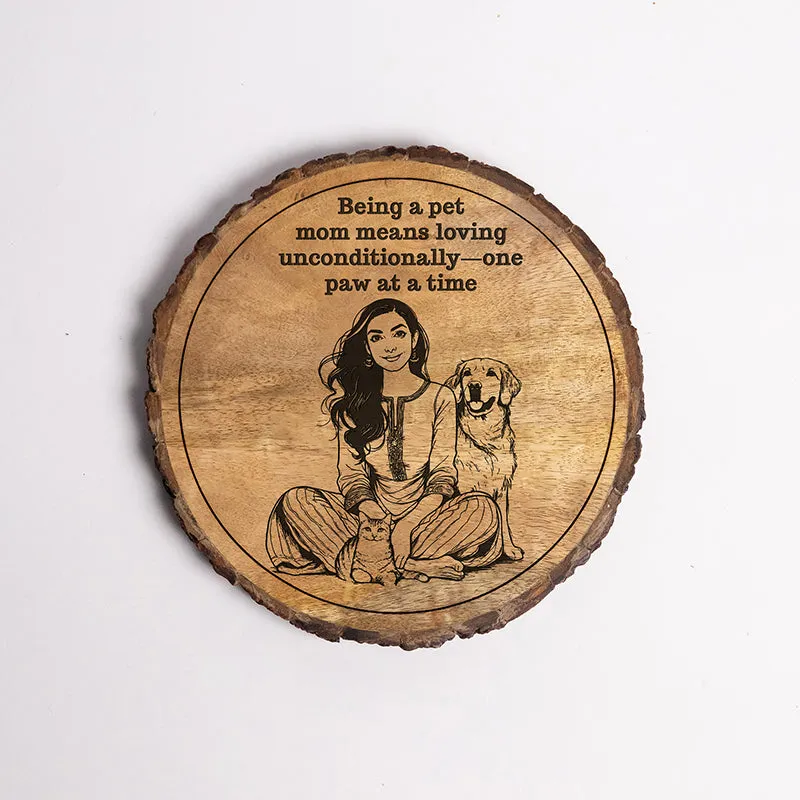 One Paw At A Time Wood Showpiece - Round media 5
