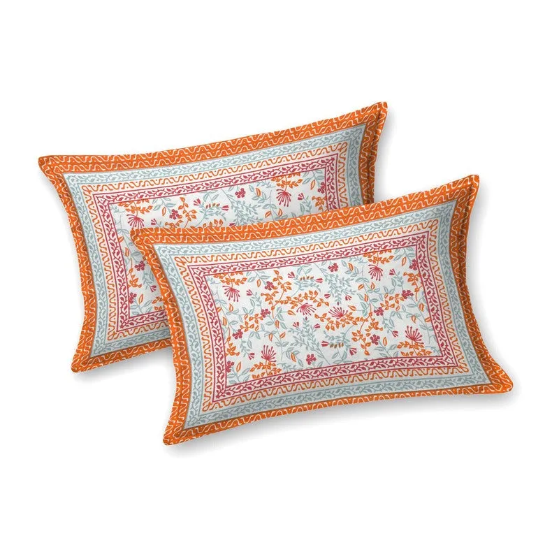 Aurava Cotton Bedsheet (Orange,Blue) - 240 TC media 4