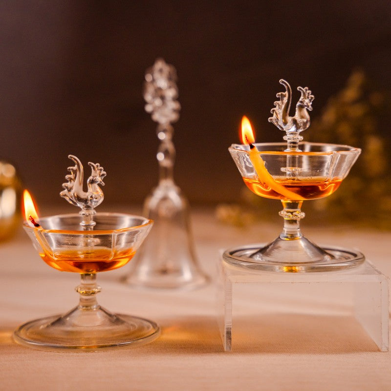 Lumina Glass Diya - Set Of Two