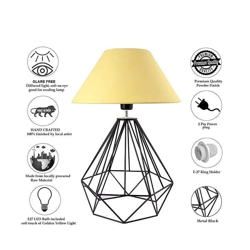 Diamond Dust Black Fabric Table Lamp - Yellow,Black media 8