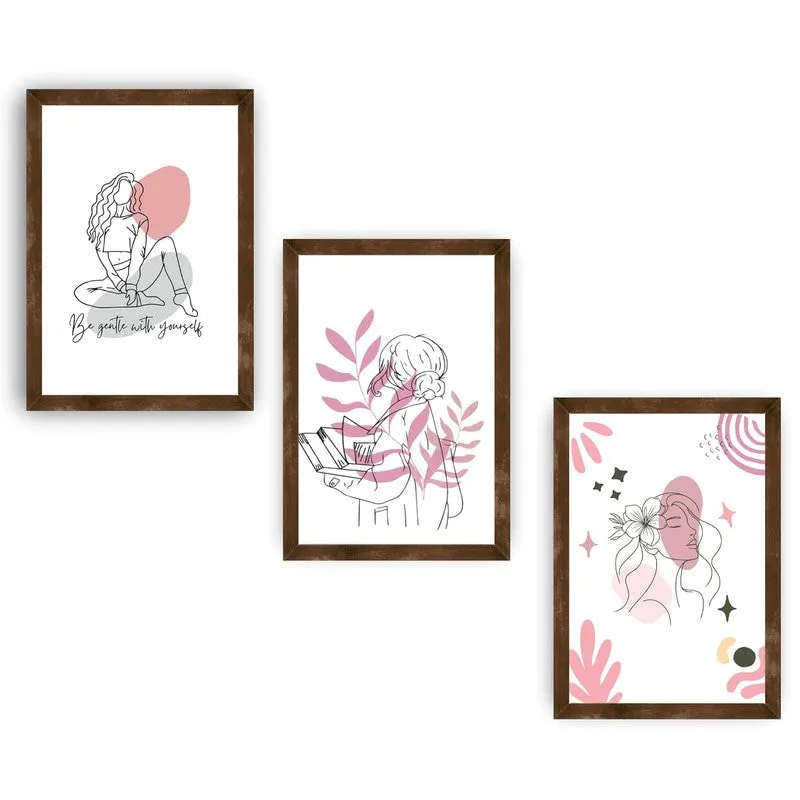 Pink Persona Paper Wall Painting With Frame - Brown media 5