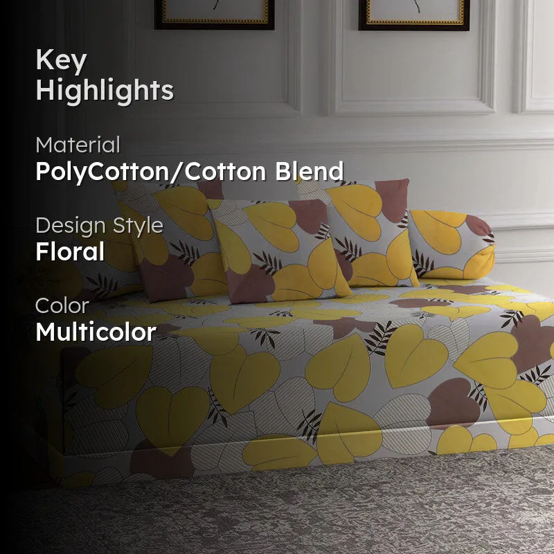 Leafettes Diwan Set (Yellow) - Six Piece Set media 2